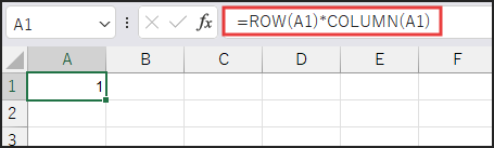 数式=ROW(A1)*COLUMN(A1)