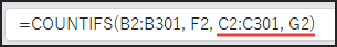 C2:C301, G2