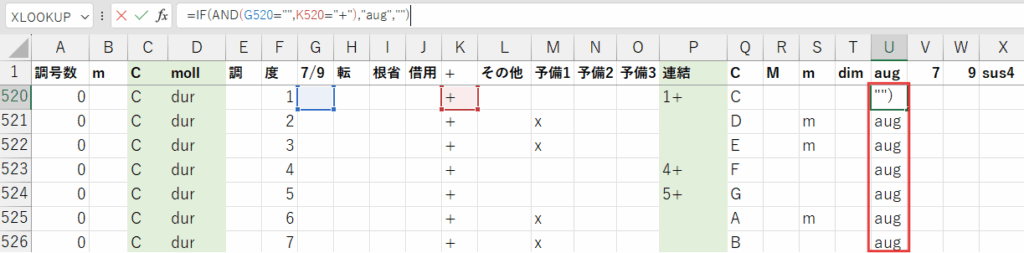 Excelで数式を入力している様子