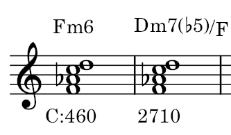Fm6とDm7(♭5)/Fもまた、構成音「F-As-C-D」が全く同じ画像